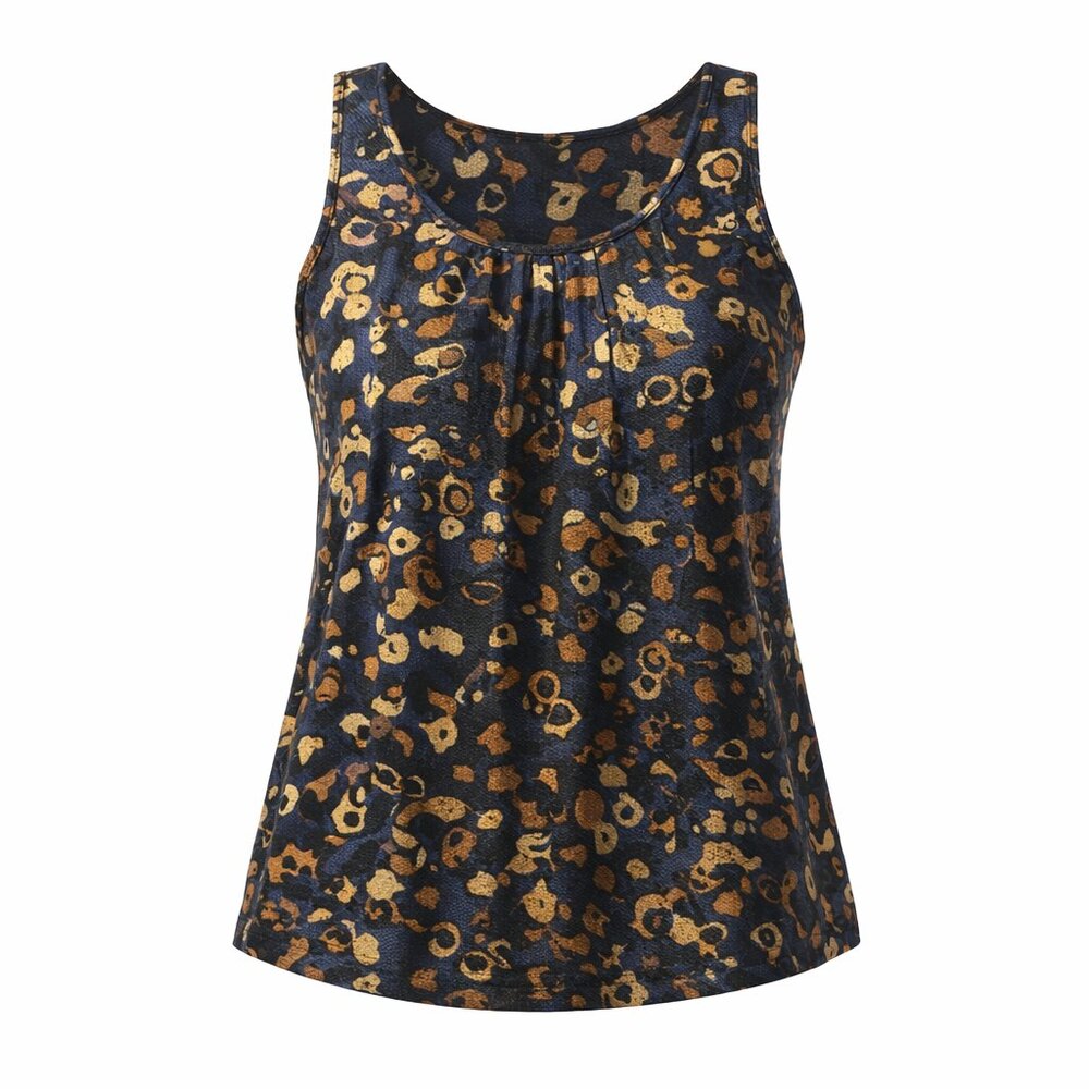 Apt. 9 Dressy Tank Top Sleeveless Metallic XL print fancy Summer Scoop Neck